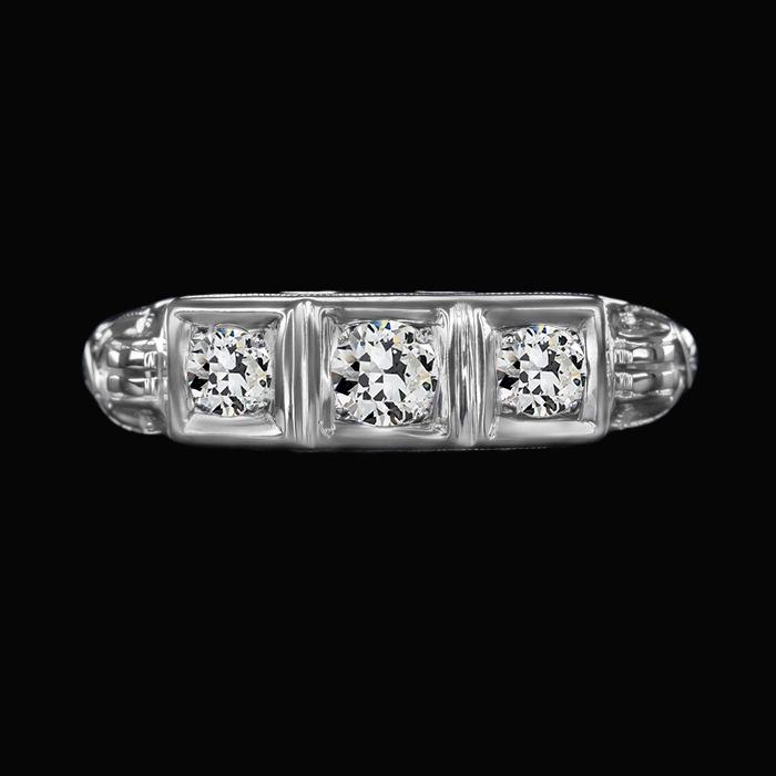 3 stenen ring ronde oude mijn geslepen diamanten 1,50 karaat dames sieraden - harrychadent.nl