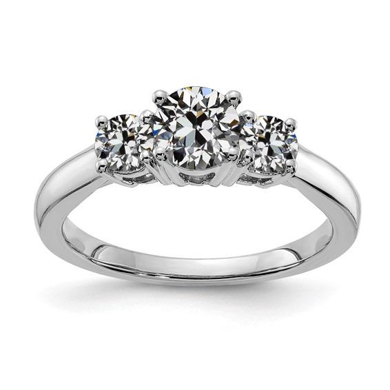 3 stenen ring ronde oude mijn geslepen diamanten witgouden sieraden 3 karaat - harrychadent.nl