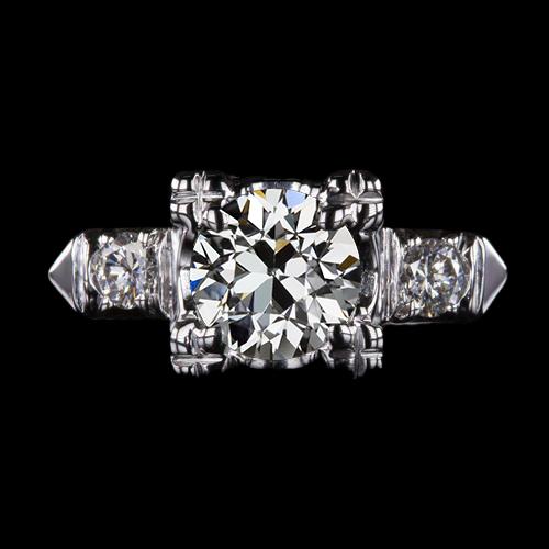 3 stenen ring ronde oude mijnwerker diamant 14K wit goud 3 karaat sieraden - harrychadent.nl