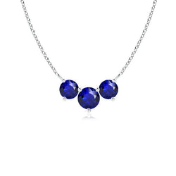 3 stenen ronde Sri Lankaanse saffier edelsteen hanger met ketting 3 karaat