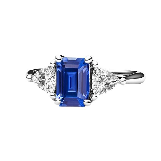 3 stenen smaragd Ceylon saffier & biljoen diamanten ring 2,50 karaat - harrychadent.nl