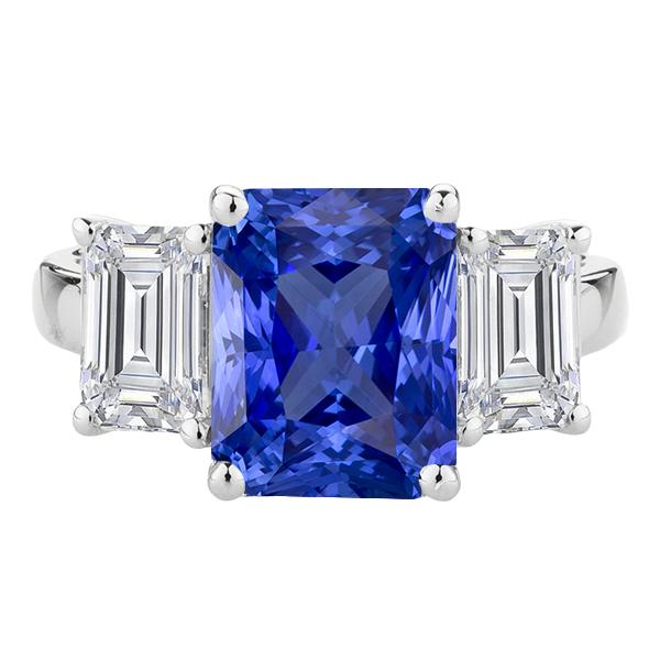 3 stenen smaragd diamanten ring goud blauwe saffier stralend 4,50 karaat - harrychadent.nl