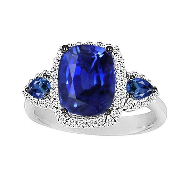 3-stenen stijl kussen Ceylon saffier Diamanten ring goud 7,25 karaat - harrychadent.nl