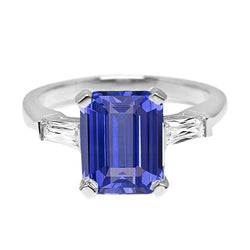 3 stenen trouwring Emerald Sapphire & Baguette Diamonds 2,50 karaat