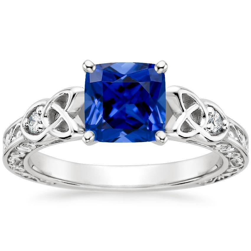 3 stenen vintage stijl blauwe saffier ring ronde diamanten 2,50 karaat - harrychadent.nl