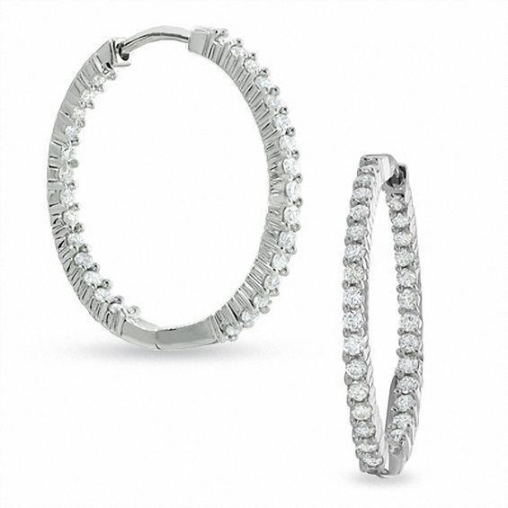 3.00 Karaat Dames Hoepel Oorbellen Sprankelende Echt Diamanten Wit Goud
