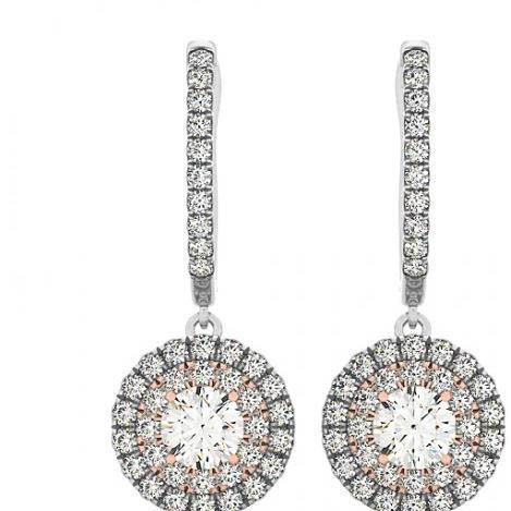 3.00 Karaat Ronde Echt Diamant Dangle Halo Oorbel Dames
