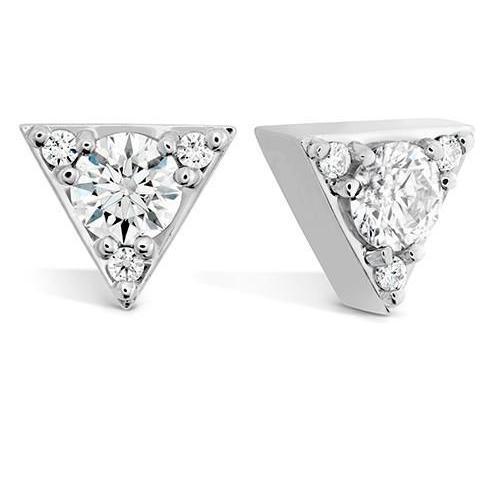 3.10 Ct Ronde Geslepen Echt Diamanten Driehoekige Oorknopjes Wit Goud