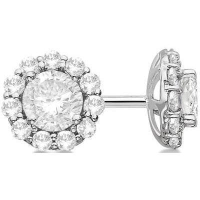 3.10 Karaat Ronde Echt Diamanten Stud Halo Oorbel Wit Goud Fijne Sieraden