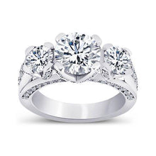 Afbeelding in Gallery-weergave laden, 3.11 Ct Echt Diamanten Drie Stenen Trouwring Antieke Stijl Wit Goud - harrychadent.nl
