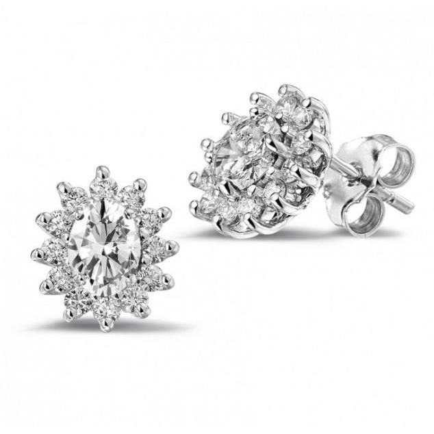 3.20 ct Ovale en Ronde Geslepen Echt Diamanten Lady Studs Halo Earring - harrychadent.nl