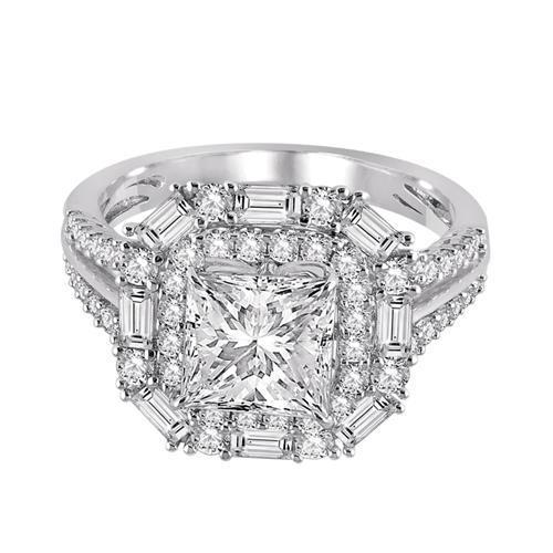 3.25 Karaat Prinses Baguette Center Echt Diamanten Verlovingsring - harrychadent.nl