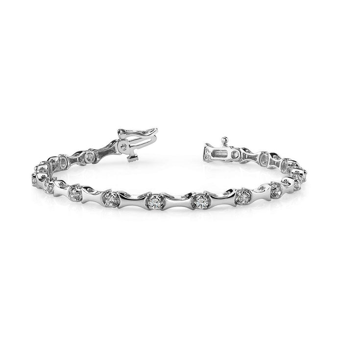 3.40 Karaat Ronde Echt Diamanten Tennisarmband Massief Witgouden Griffenset - harrychadent.nl