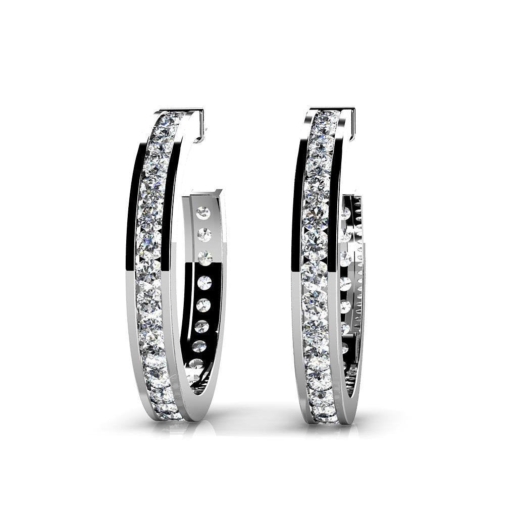 3.50 Karaat Briljant Geslepen Echt Diamanten Hoepel Oorbellen Goud Wit 14K