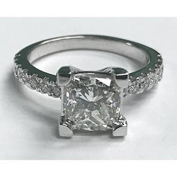 3.50 Karaat Prinsesslijpsel Natuurlijke uit de aarde gewonnen Diamanten Ring met Accenten Witgoud 14K
