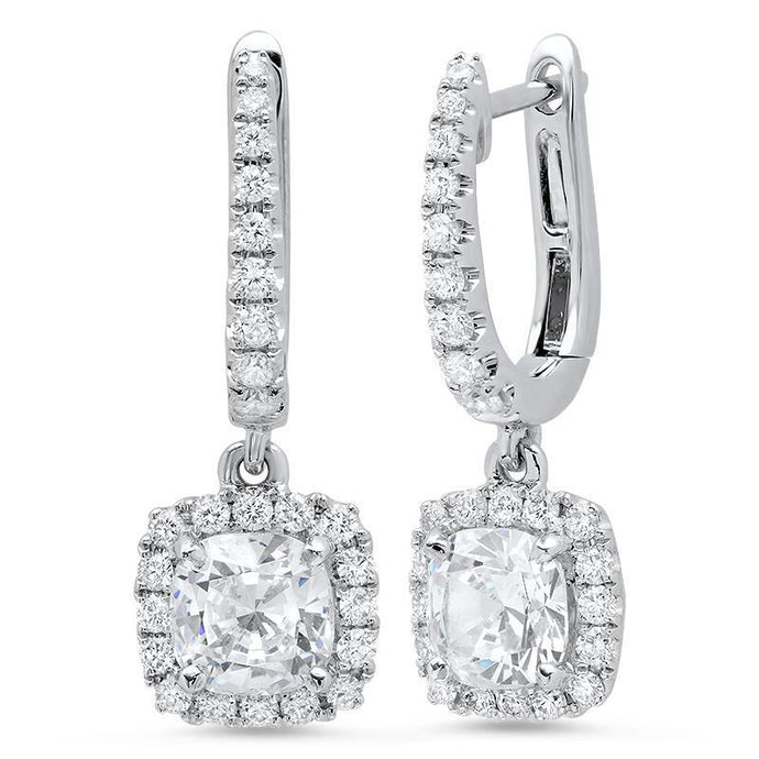 3.50 Karaat Sieraden Kussen En Ronde Halo Echt Diamant Dangle Earring