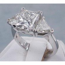 Afbeelding in Gallery-weergave laden, 3.50 karaat Princess Cut Trilliant Echt Diamant 3 Stenen Verlovingsring - harrychadent.nl
