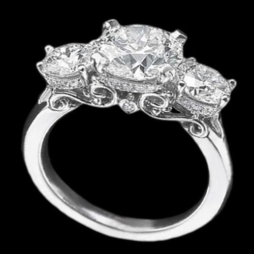 3.75 Cts Witgouden Verlovingsring In Tulpstijl Met Echt Diamanten En Drie Stenen - harrychadent.nl