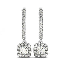 Afbeelding in Gallery-weergave laden, 3,00 karaat ronde diamanten hangende paar oorbellen wit 14K - harrychadent.nl
