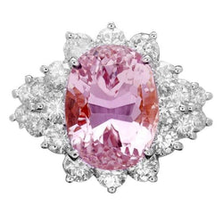 30,50 karaat roze kunziet edelsteen ring wit goud fancy sieraden