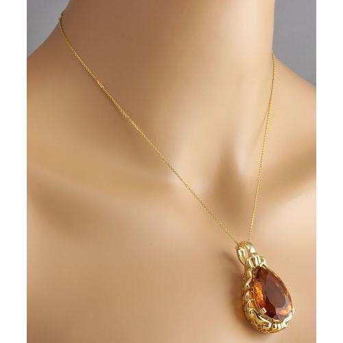 32 ct Madeira natuurlijke citrien dames ketting hanger geel goud - harrychadent.nl