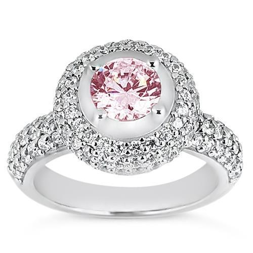 3,21 kt ronde roze halo edelsteen ring wit goud - harrychadent.nl