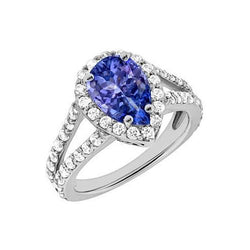 3,25 ct blauwe peer geslepen tanzaniet met diamanten ring dames heren goud