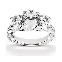 3,31 karaat 3 stenen stijl ovale diamanten verlovingsring wit goud 14K
