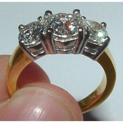 3,35 ct. Diamanten Ring met 3 stenen, tweekleurig goud 14K Nieuw