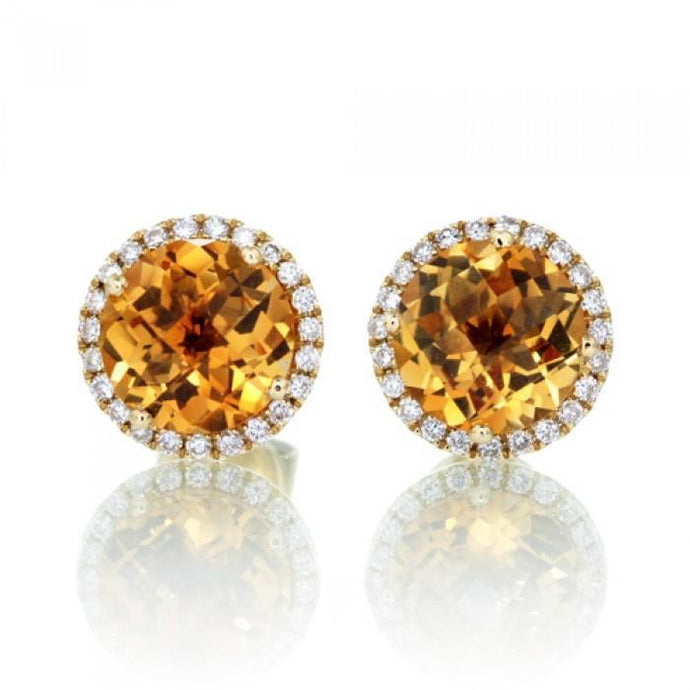34,46 ct Citrien en diamanten dames oorknopjes geel goud 14k - harrychadent.nl