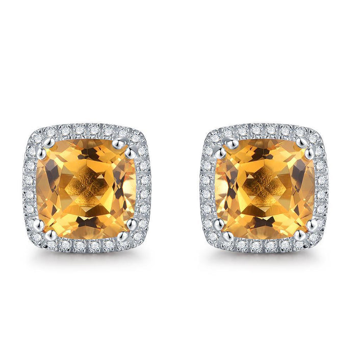 34.80 Ct Citrien en diamanten oorknopjes wit goud 14k - harrychadent.nl