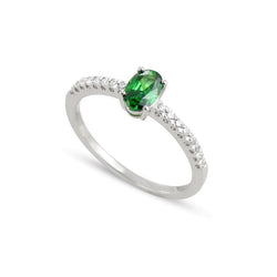 3,5 ct groene smaragd en diamanten trouwring