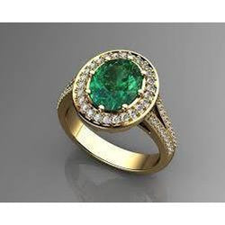 3,5 ct ovaal geslepen groene smaragd met halo diamanten ring