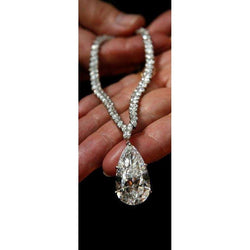 35 karaat peer diamanten halsketting massief wit goud 14K
