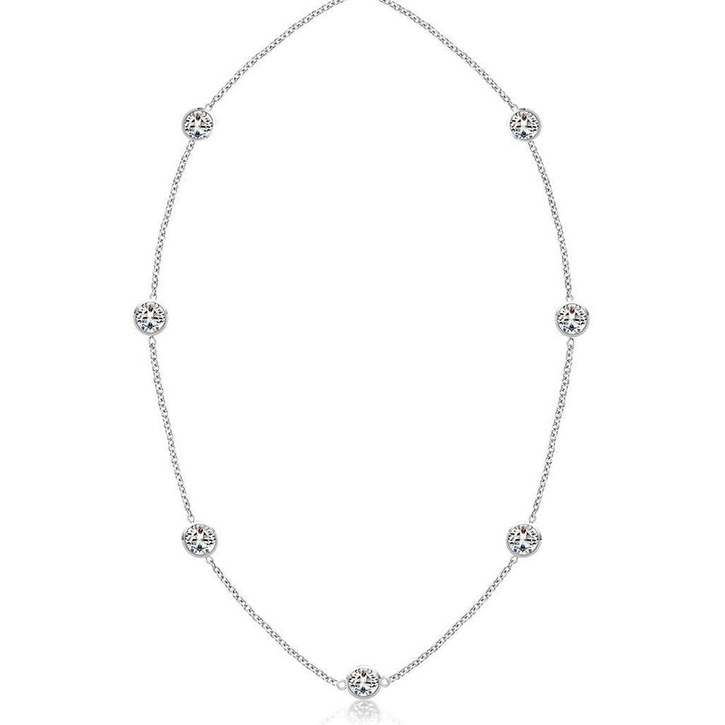 3,50 ct diamanten werf ketting 18 inch bezel instelling wit goud 14K - harrychadent.nl