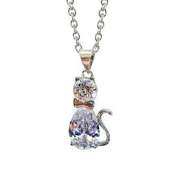 3.50 Karaat Ronde & Peer Natuurlijke uit de aarde gewonnen Diamant Memorabele Kat Speld Hanger Witgoud 14K