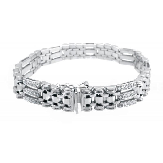 3,50 karaat natuurlijke ronde geslepen diamanten heren armband wit goud 14K - harrychadent.nl