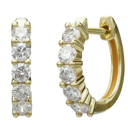 3,50 karaat prong set ronde diamanten hoepel oorbellen geel goud 14K