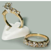 Afbeelding in Gallery-weergave laden, 3,51 ct ronde diamanten verlovingsring band set geel goud - harrychadent.nl
