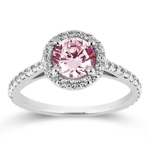 3,51 ct roze saffier en witte ronde diamanten trouwring edelsteen - harrychadent.nl