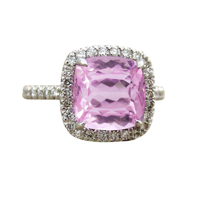 35.45 karaat grote roze kunzite diamanten ring wit goud 14k - harrychadent.nl