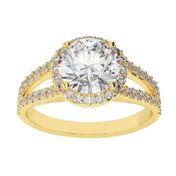 3,60 karaat Halo ronde diamanten ring geel goud