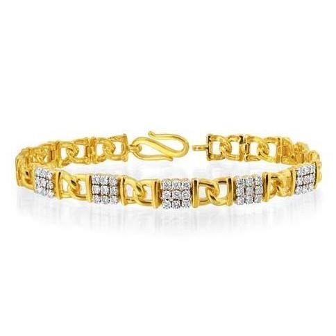 3,60 karaat Prong Set kleine diamanten heren armband 14K geel goud - harrychadent.nl