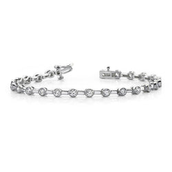 3,60 karaat stijlvolle halve bezel set diamanten tennisarmband goud 14k