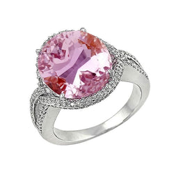 Ring met 36.25 Ct Fancy Roze Kunziet en Natuurlijke uit de aarde gewonnen Diamanten, Witgoud 14K