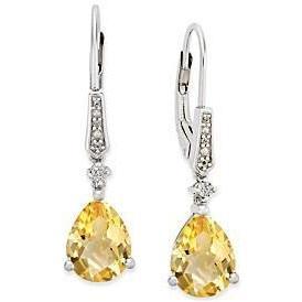 36.60 Ct Peer Citrien Met Ronde Diamanten Dangle Oorbellen 14K Goud - harrychadent.nl