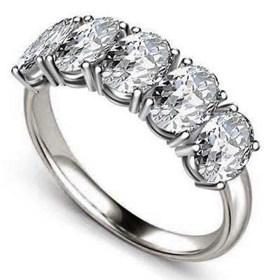 3,75 ct ovaal geslepen Diamant 5 stenen halve eeuwigheid band gouden sieraden - harrychadent.nl