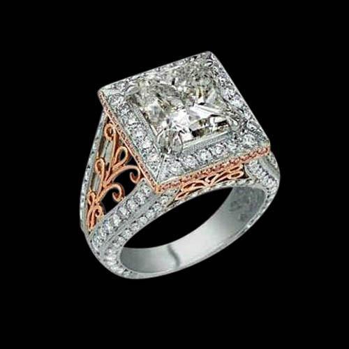 3,76 ct. Diamanten verlovingsring Halo tweekleurig goud Nieuw - harrychadent.nl