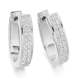 3,8 ct kleine prinses geslepen diamanten hoepeloorring 14 kt witgoud