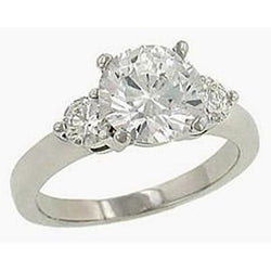 3.80 Karaat Echte Natuurlijke uit de aarde gewonnen Diamanten Drie Steen Witgoud 14K Ring